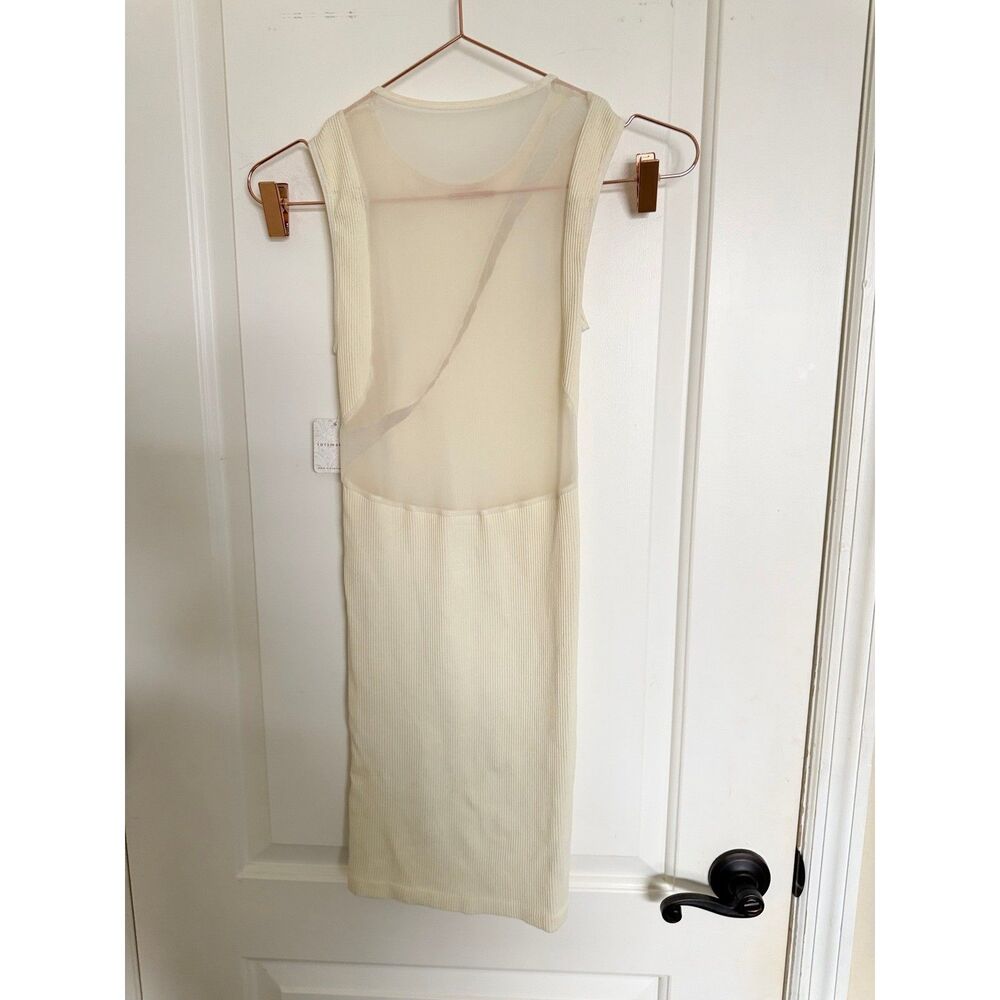 Intimately Free People Dress Womens XS/S Ivory Ribbed Mesh Bodycon Mini FT1202 - Picture 2 of 6